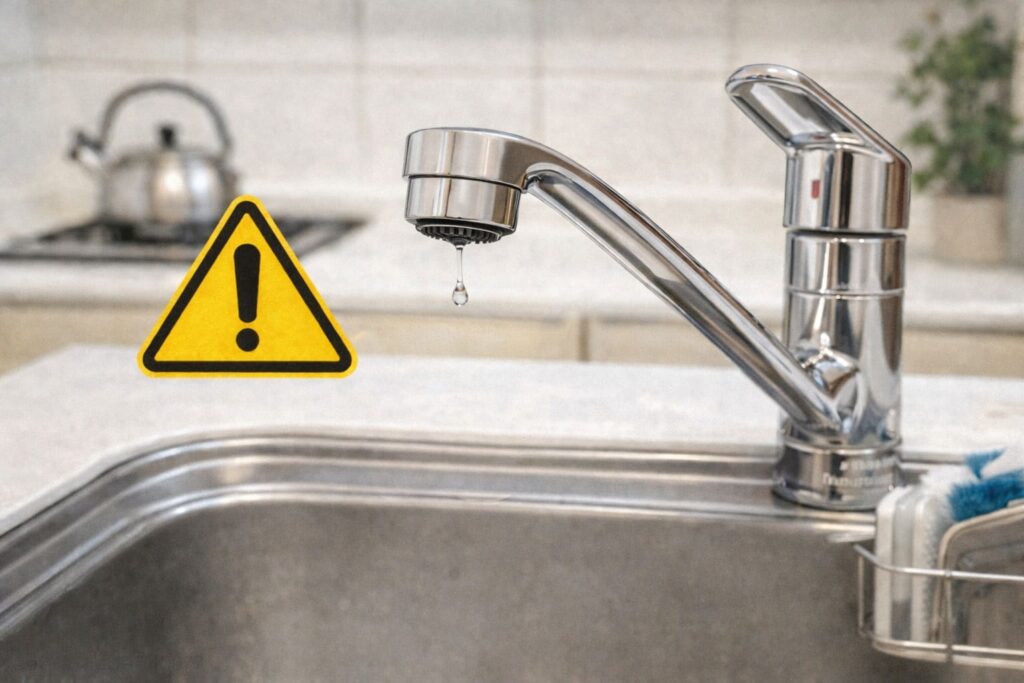 断水している蛇口